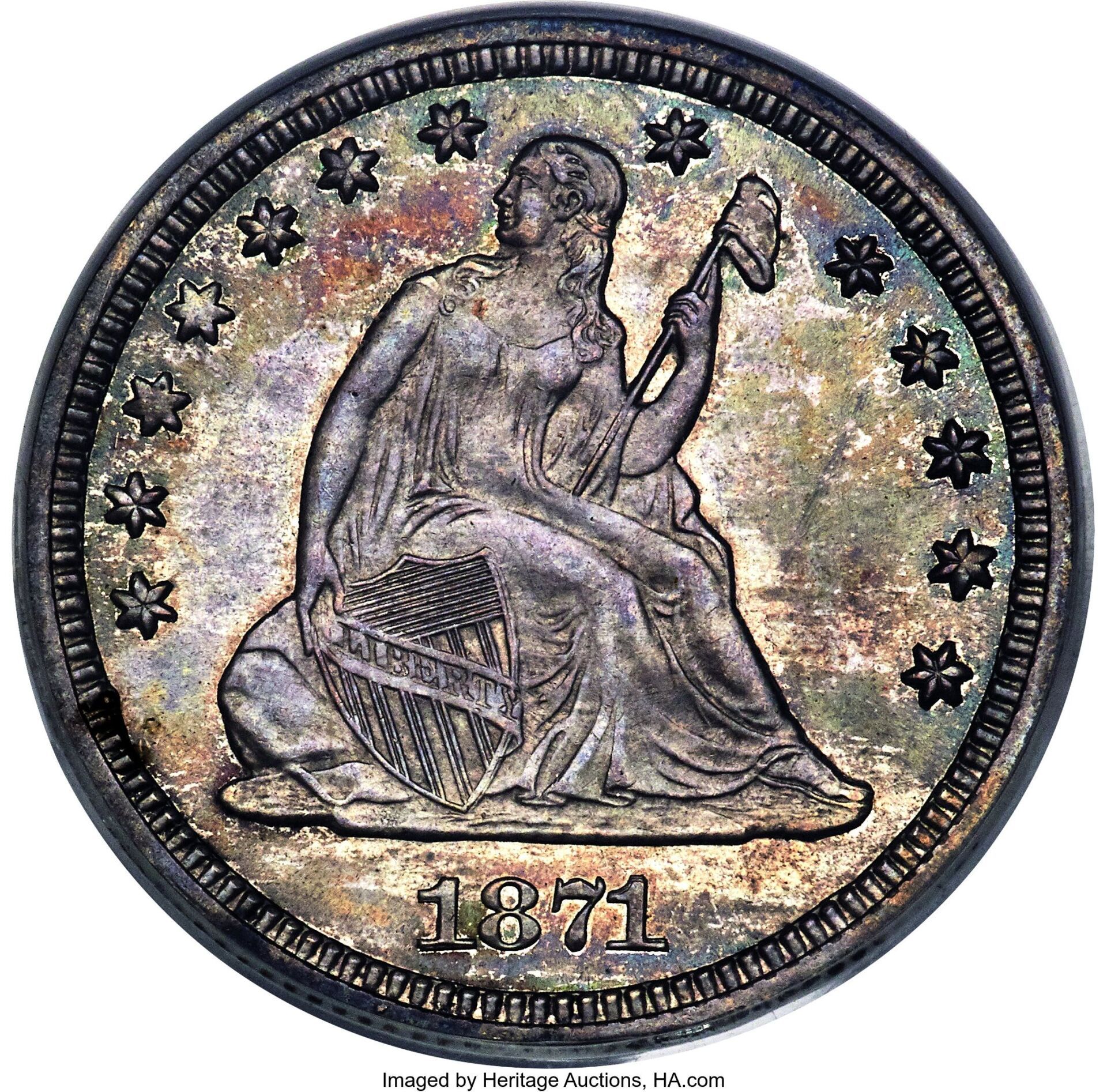 1871-CC Seated Liberty Quarter