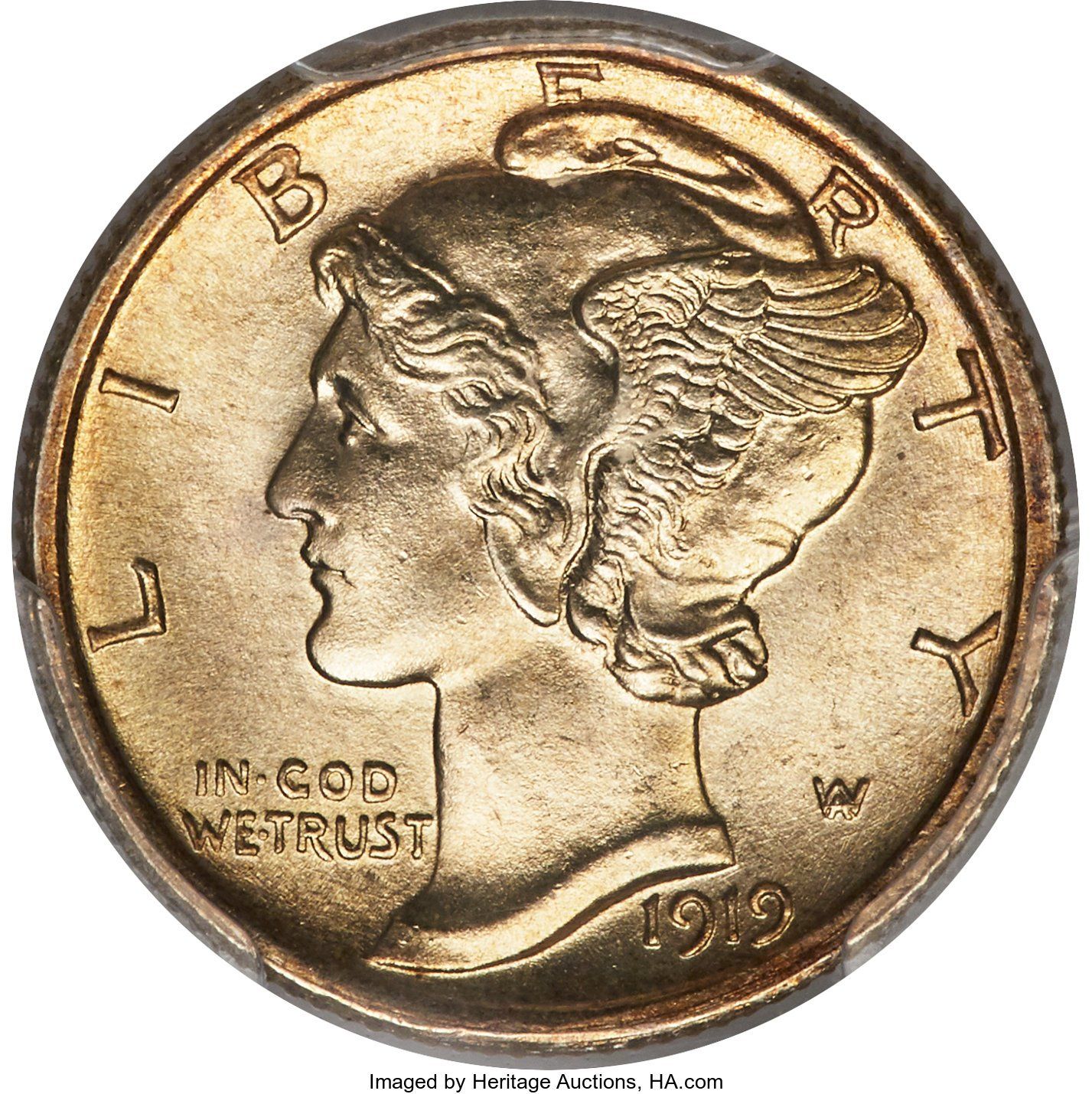 1919 D mercury dime full image courtesy of Heritage Auctions, HA.com