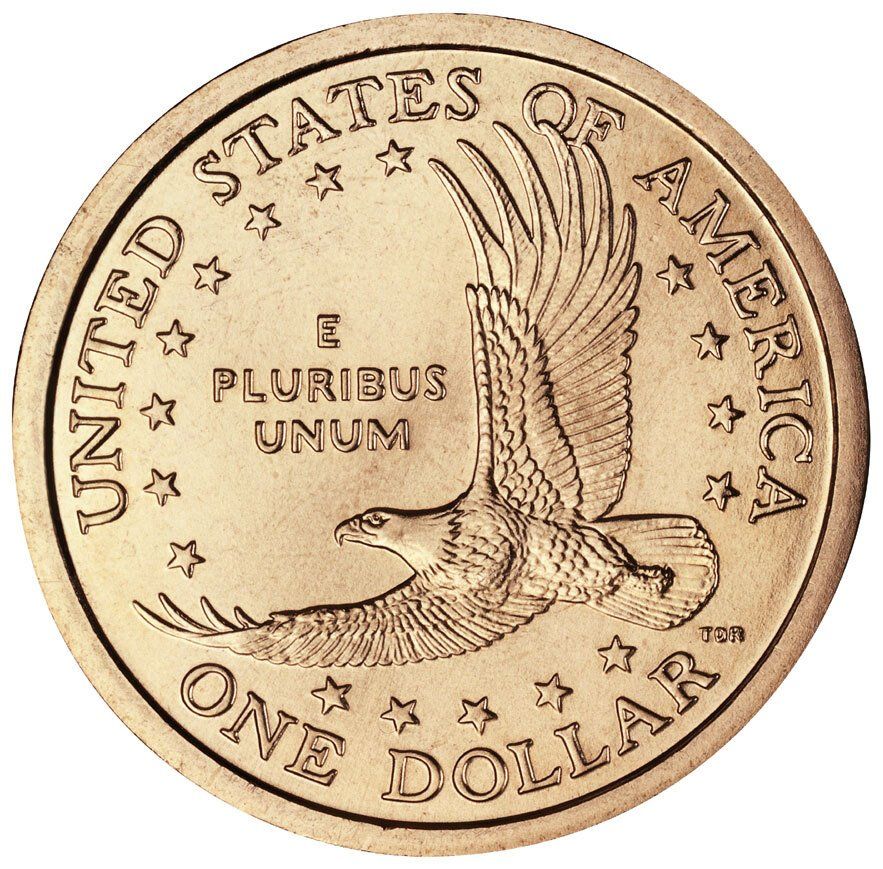 Reverse of Sacagawea Dollar Coin.  United States Mint Image.