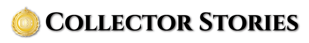 Collector Stories logo with gold coin icon and black serif text on white background