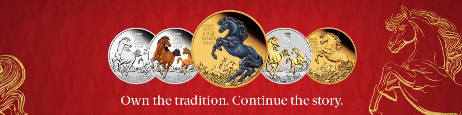 Red banner with gold dragon, central medallion, and text: “Own the tradition. Continue the story.”