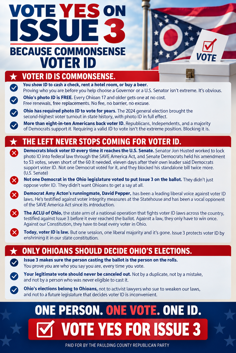 Vote YES on Issue 3 November 2026 Ohio General Election
