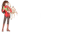 A woman is standing next to a large spider.