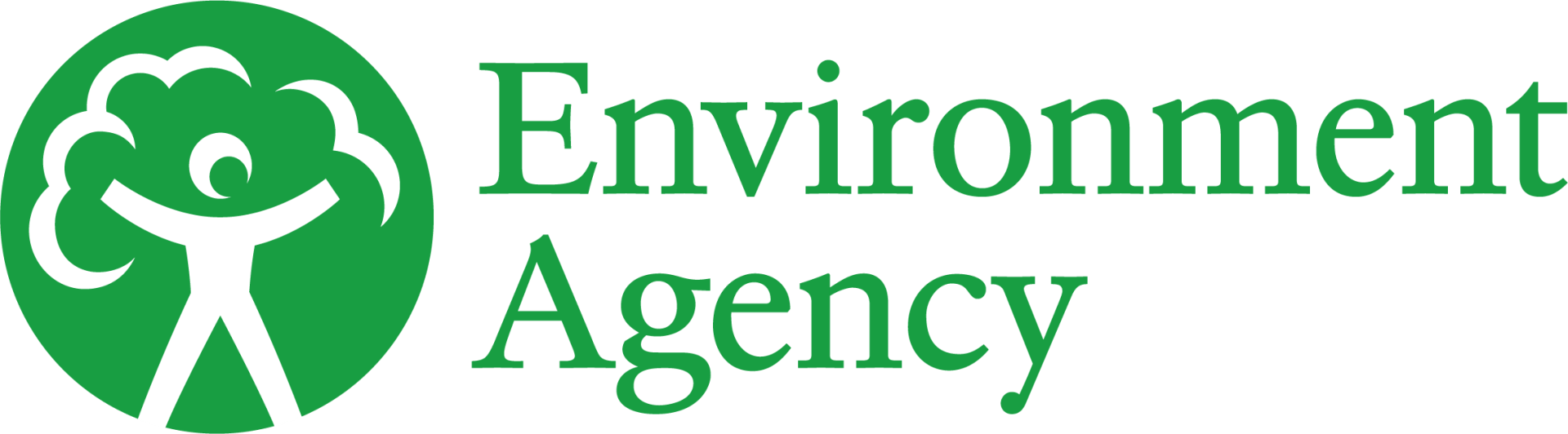The logo for the environment agency is green and white