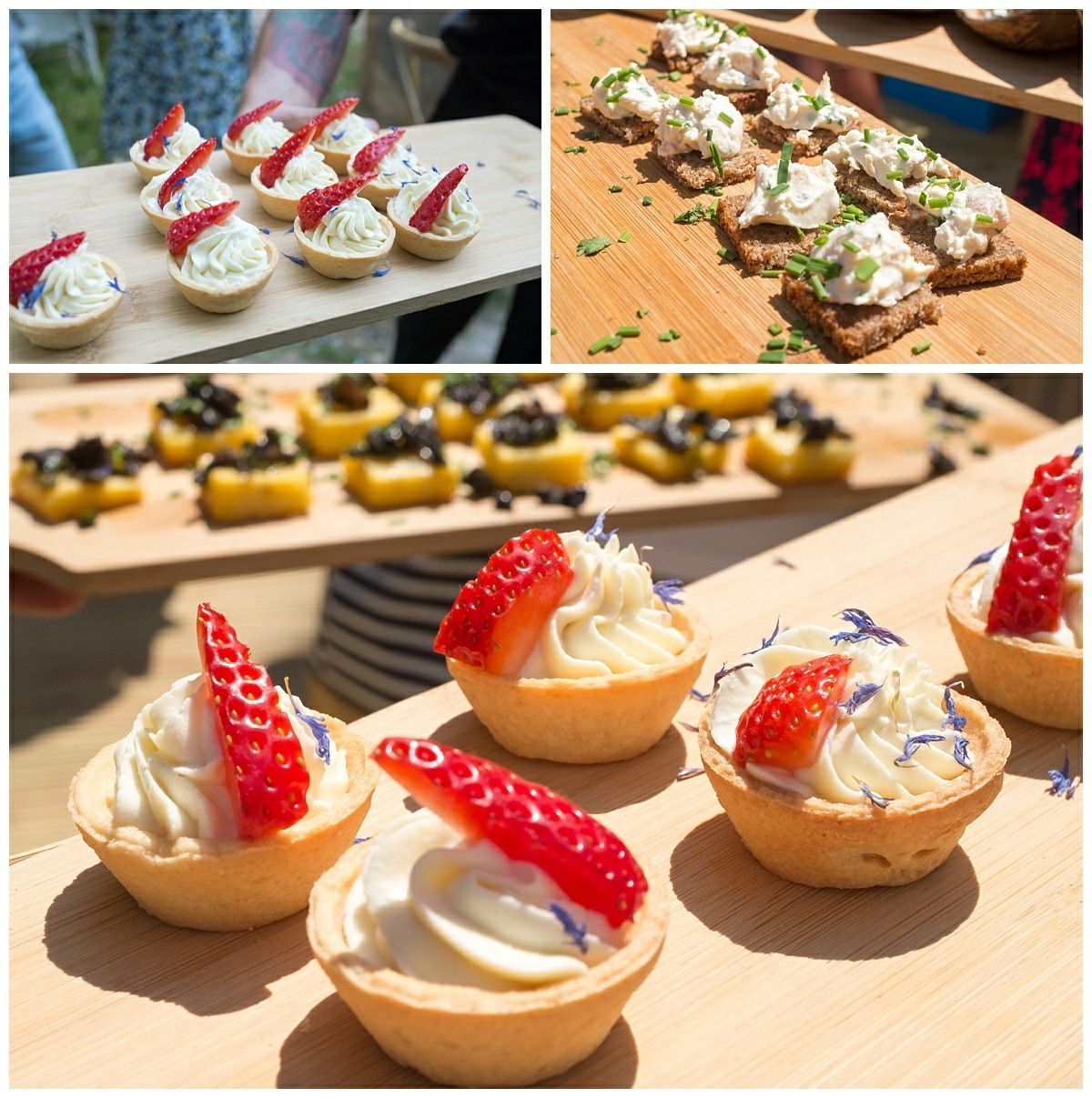 A collage of images showing different types of desserts