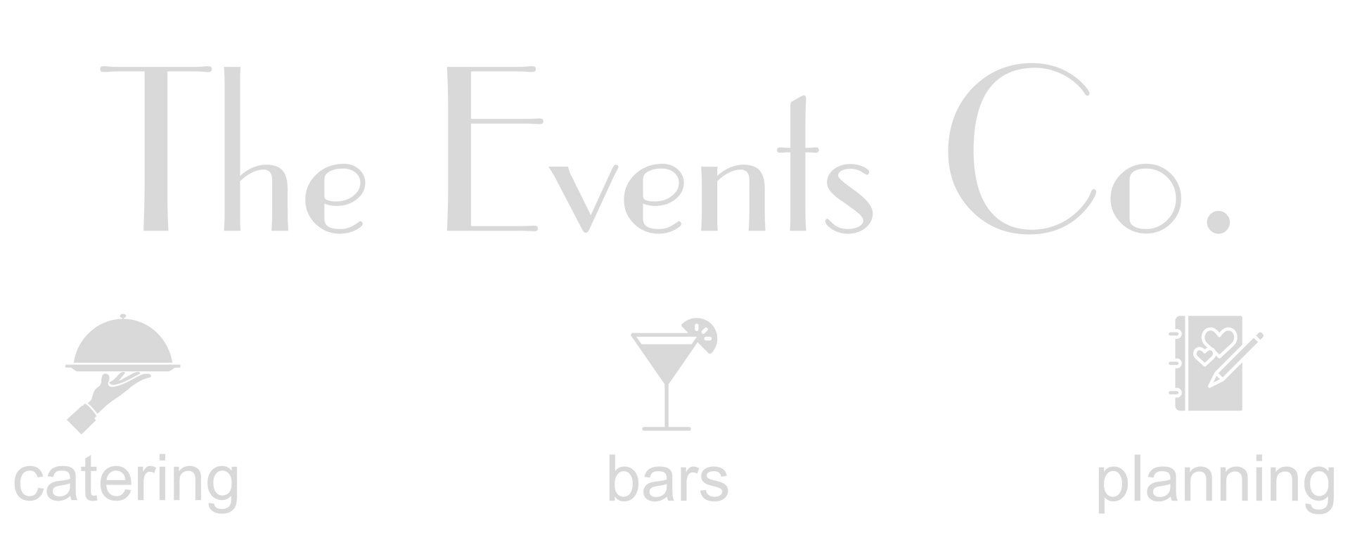 A logo for the events co. catering , bars , and planning.