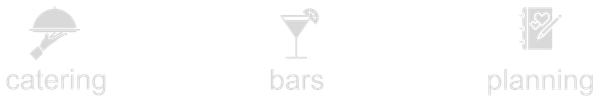 A logo for catering bars and planning with a martini glass