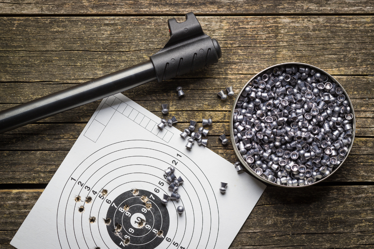 A targer that has been shot at for air gun target pracktice and air gun bullets