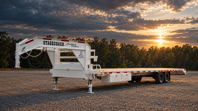 Gooseneck trailer loaded with equipment