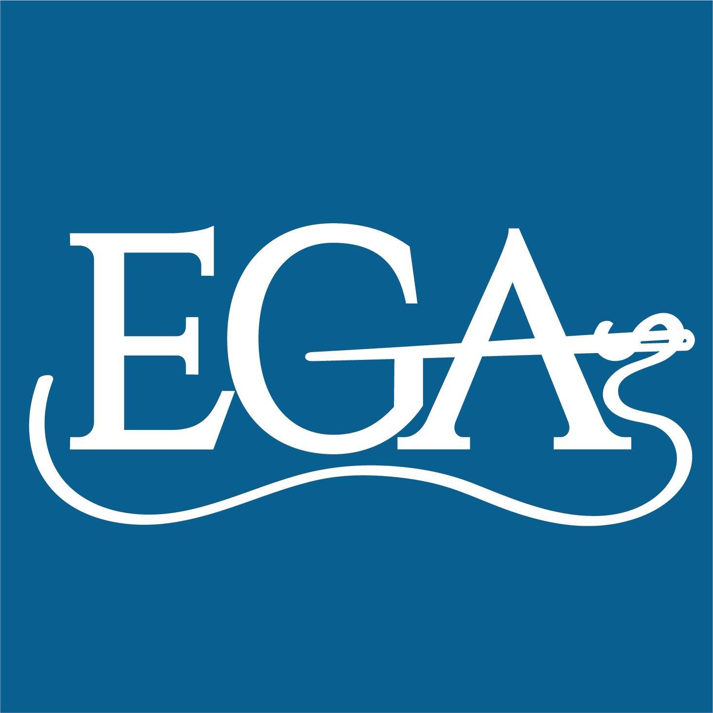 A white logo featuring the letters 