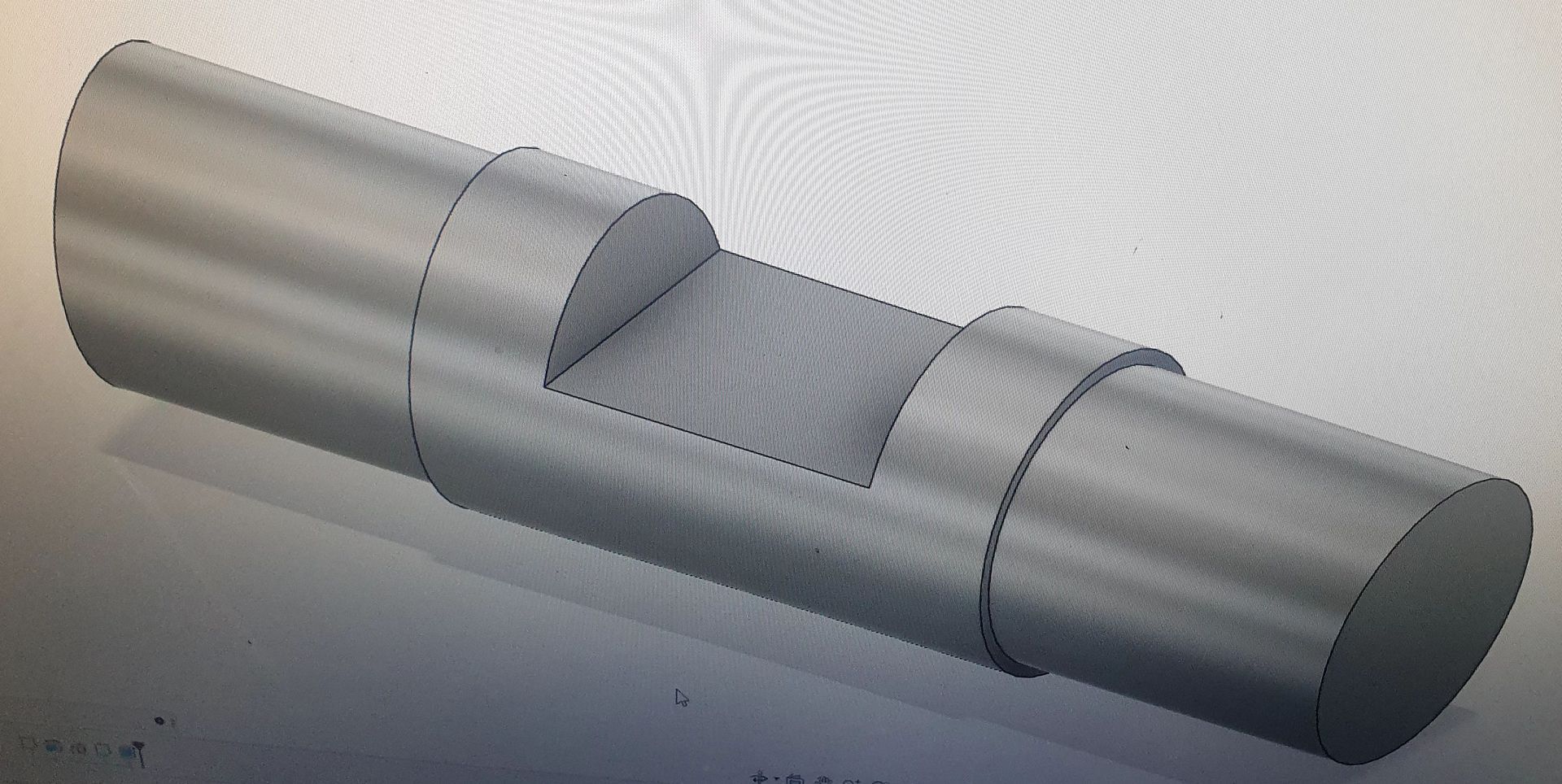 A computer generated image of a metal pipe on a white surface.