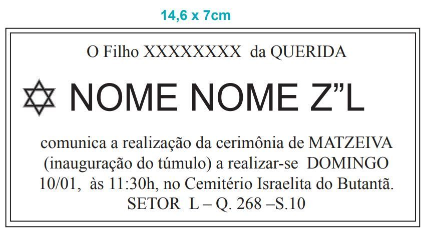 Modelo do Formato 14,6 x 7cm - Estadão Anúncios Fúnebres