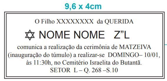 Modelo do Formato 9,6 x 4cm - Estadão Anúncios Fúnebres