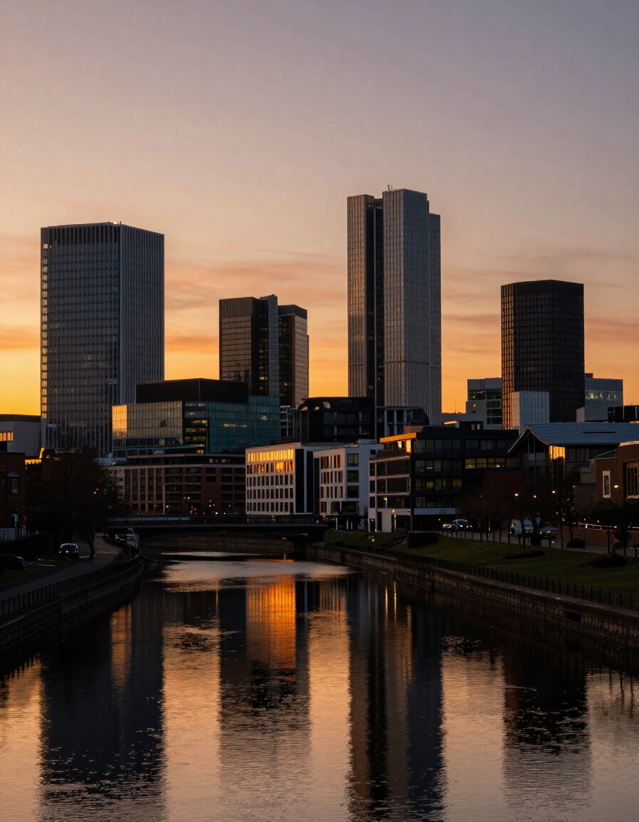 Birmingham skyline at dusk