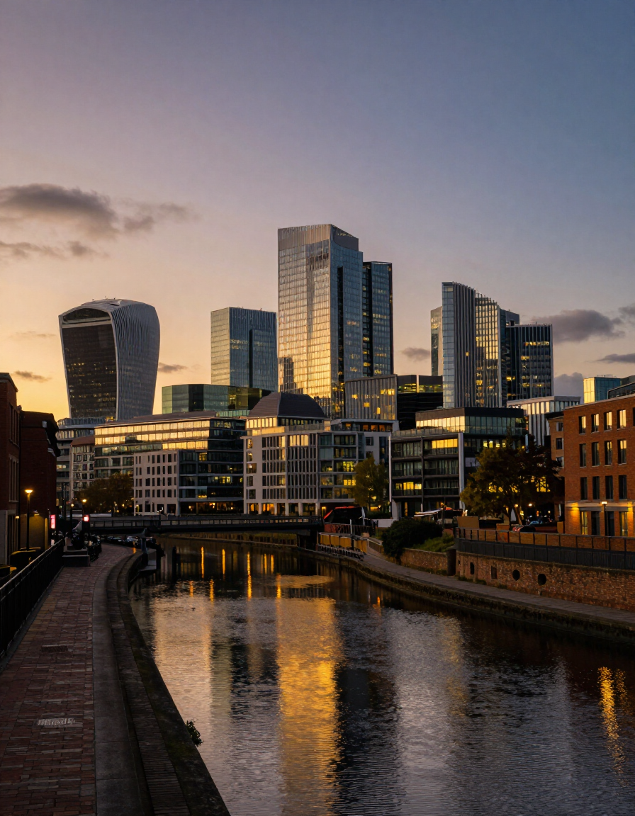 Birmingham skyline at dusk