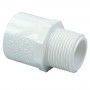A close up of a white plastic pipe connector on a white background.