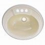 A white bowl filled with liquid on a white background.