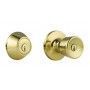 A pair of gold stud earrings on a white background.