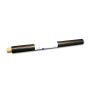 A close up of a pen on a white background.