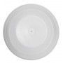 A white plate with a hole in the middle on a white background.