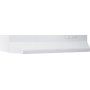 A white shelf is sitting on top of a white surface.