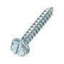 A close up of a screw on a white background.