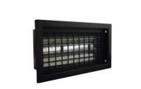 A black air vent with squares on it on a white background.