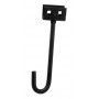 A black hook on a white background that looks like an umbrella.