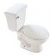 A close up of a white toilet on a white background.