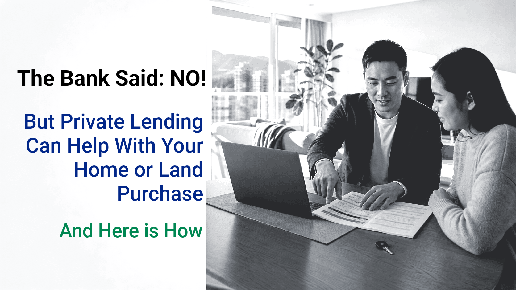Vancouver homeowner reviewing private mortgage options with a broker in a modern office