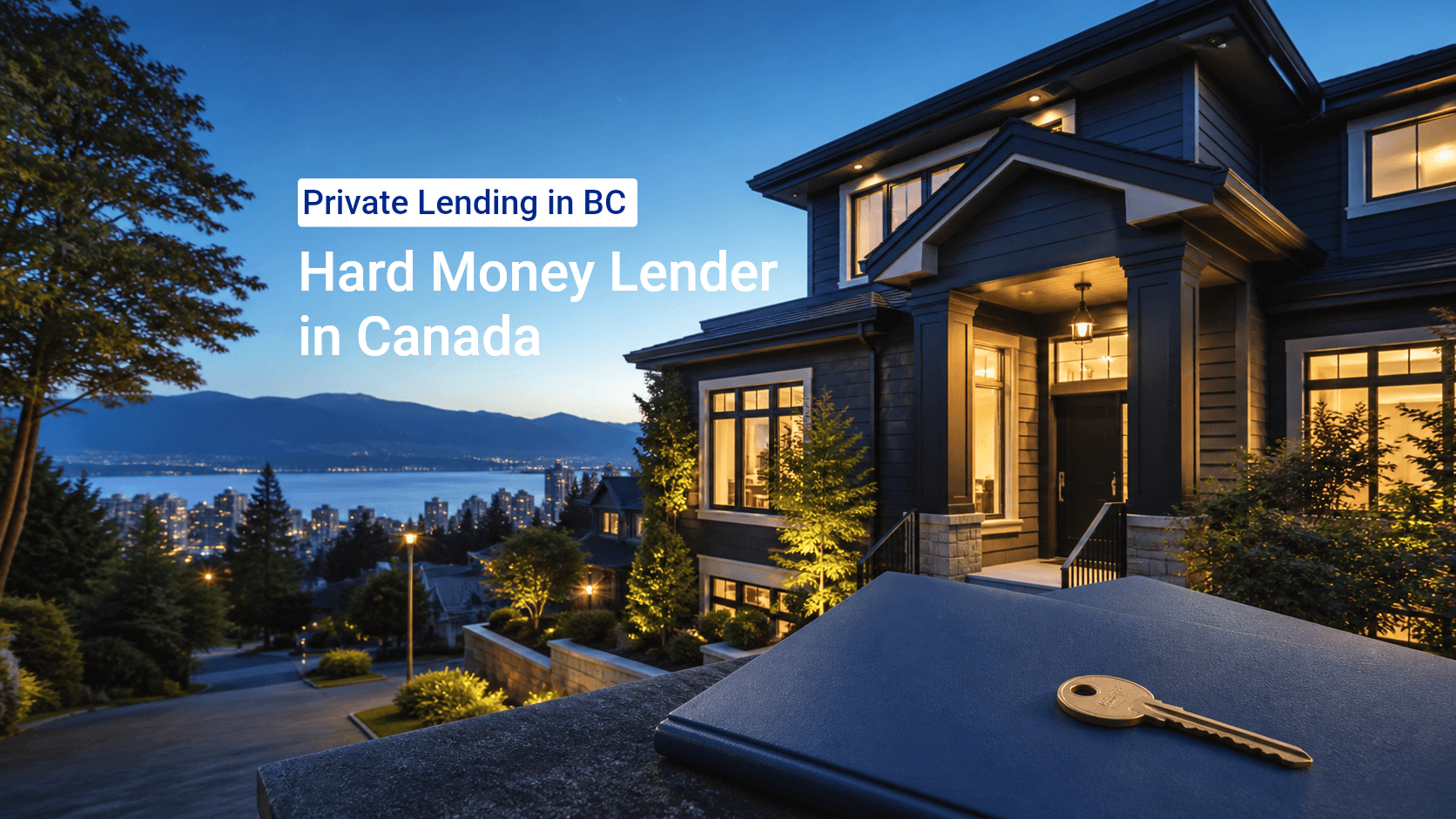 Vancouver-area home with a mortgage folder and key, representing private mortgage lending