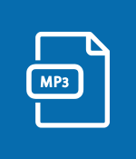 MP3 audio file icon on a blue background.