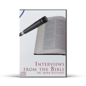 CD case with a microphone over an open Bible; title "Interviews from the Bible."