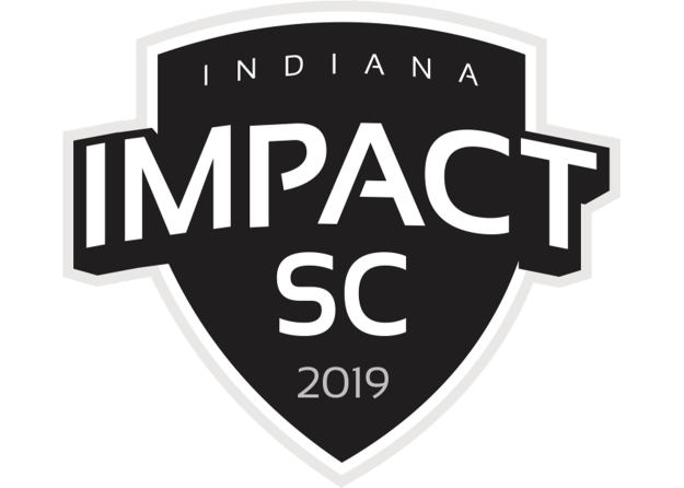 A black and white logo for indiana impact sc 2019