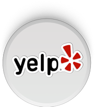 Yelp logo: White circle with 