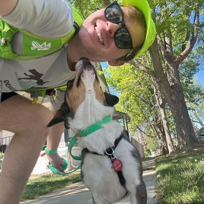 Scott C taking a selfie with a dog