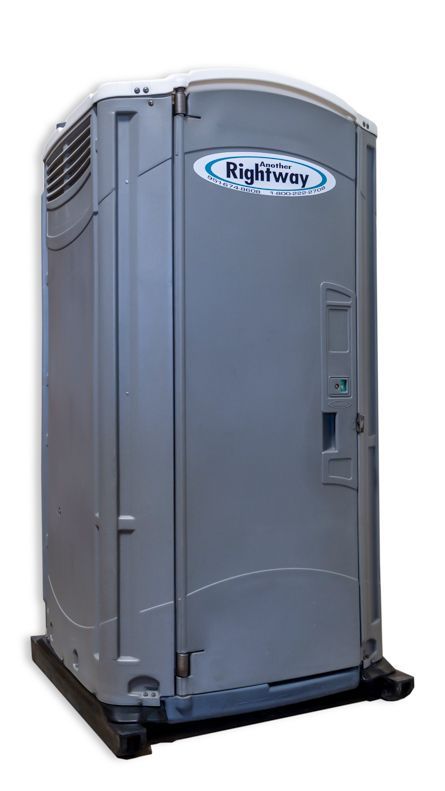 Gray portable toilet with 