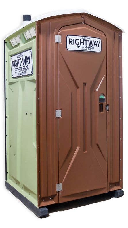 Brown and green portable toilet with 