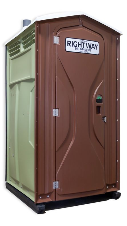 Brown and green portable toilet with 