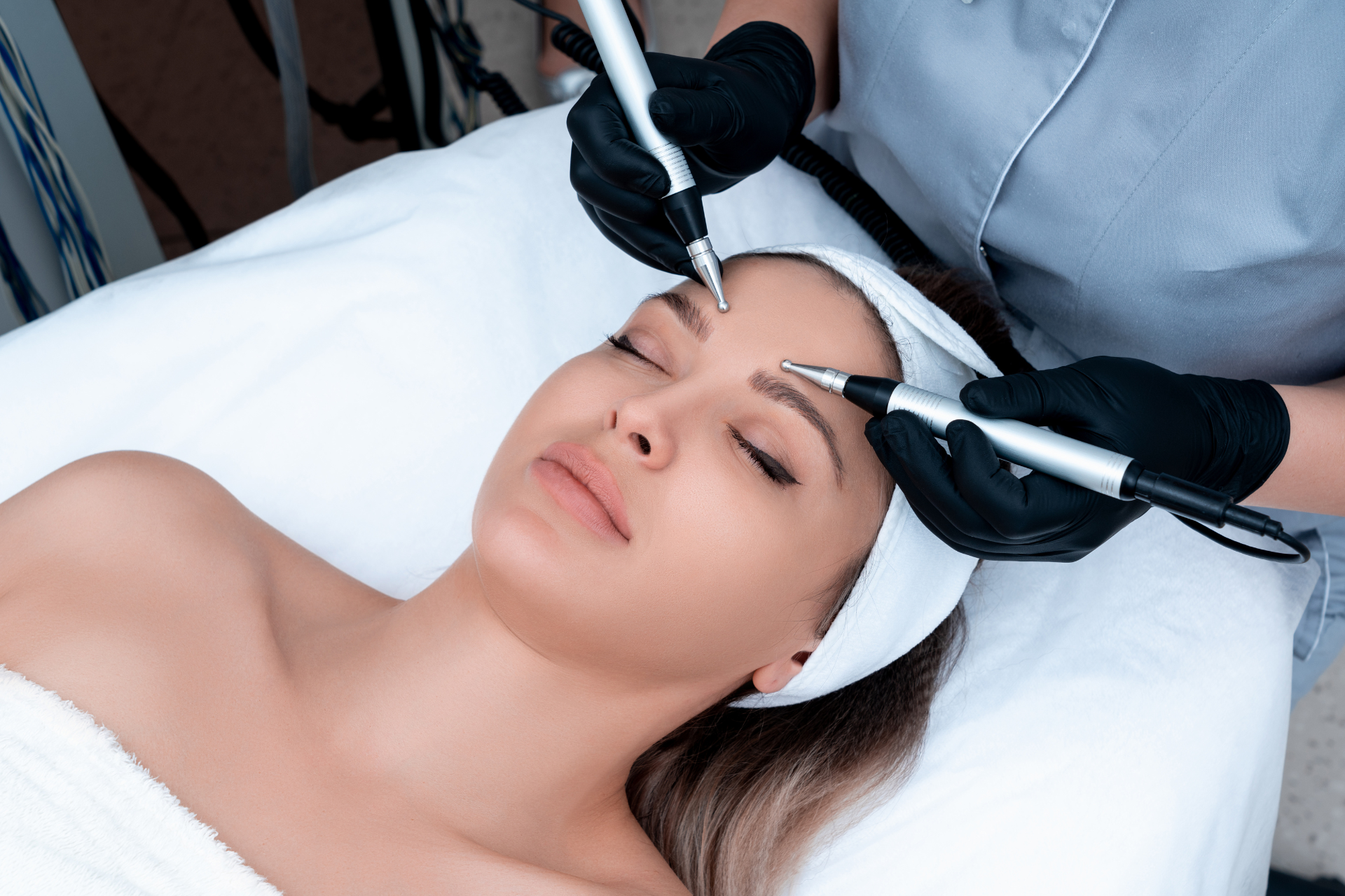 A woman receiving a Galvanic Facial