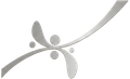 Logo astratto grigio e argento con linee curve e punti su sfondo bianco.