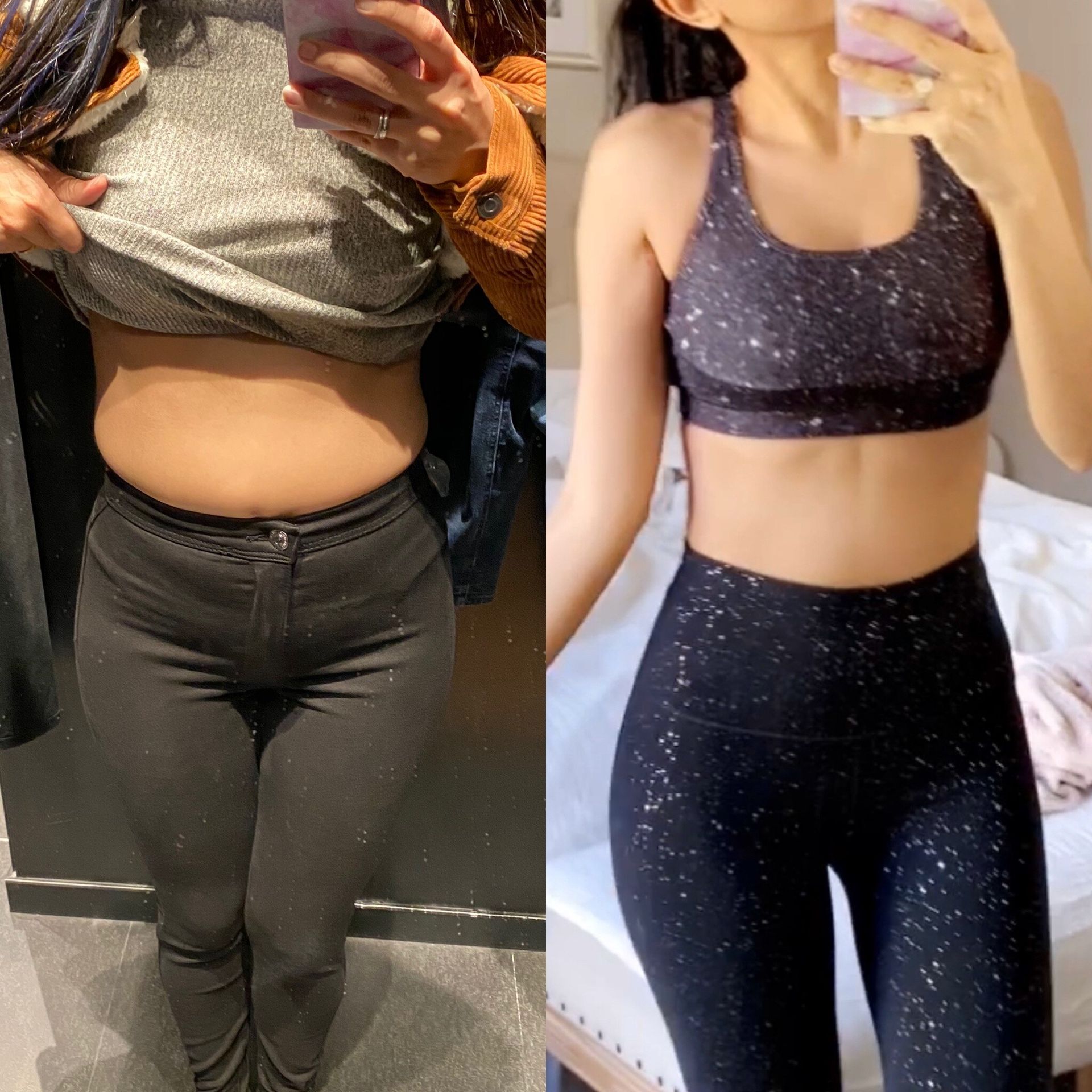 A woman is taking a picture of herself in a dressing room.