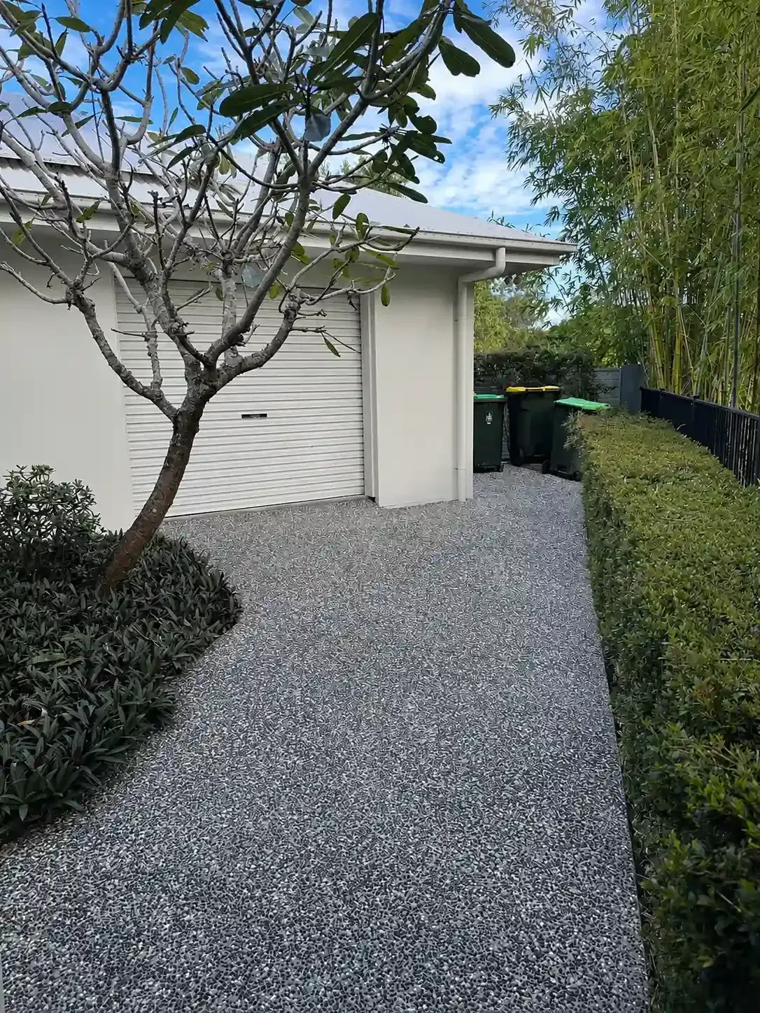 Exposed aggregate driveway after pressure cleaning in Wishart, Brisbane