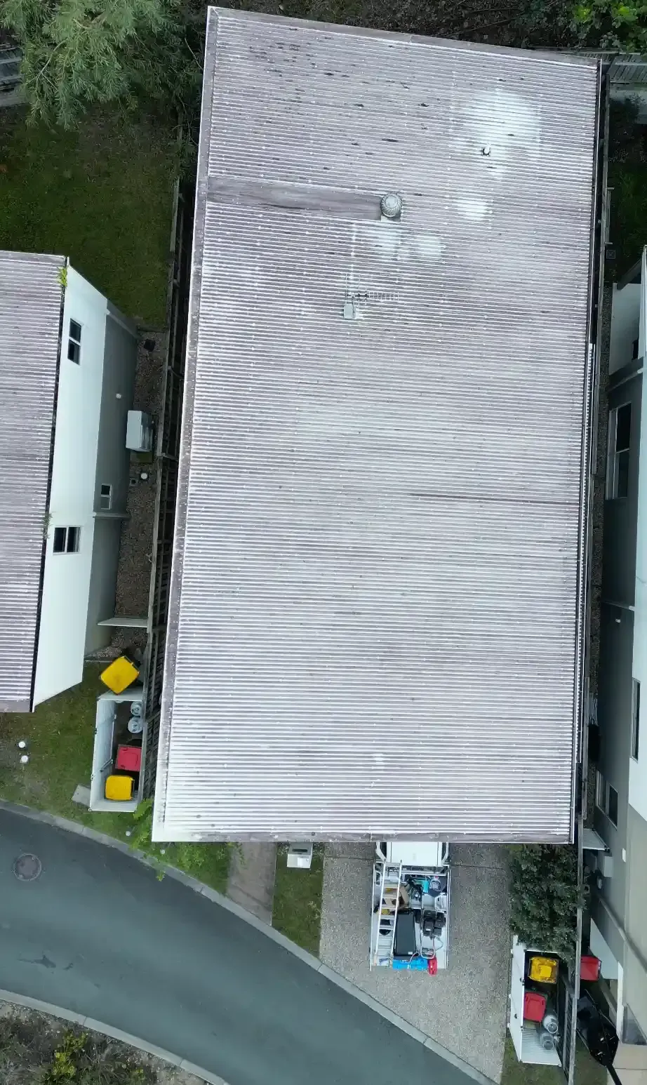 Roof before cleaning in The Gap, Brisbane, showing heavy algae and black streaking