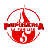 A logo for pupuseria la familiar with a red flame