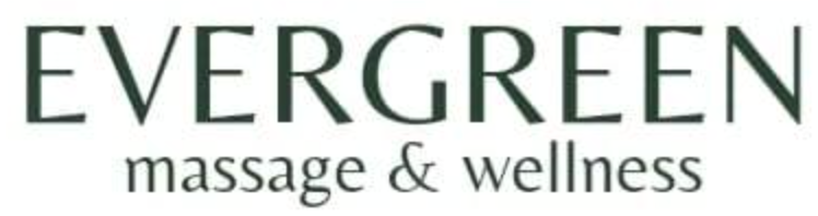 Evergreen Massage & Wellness logo in black text on a white background