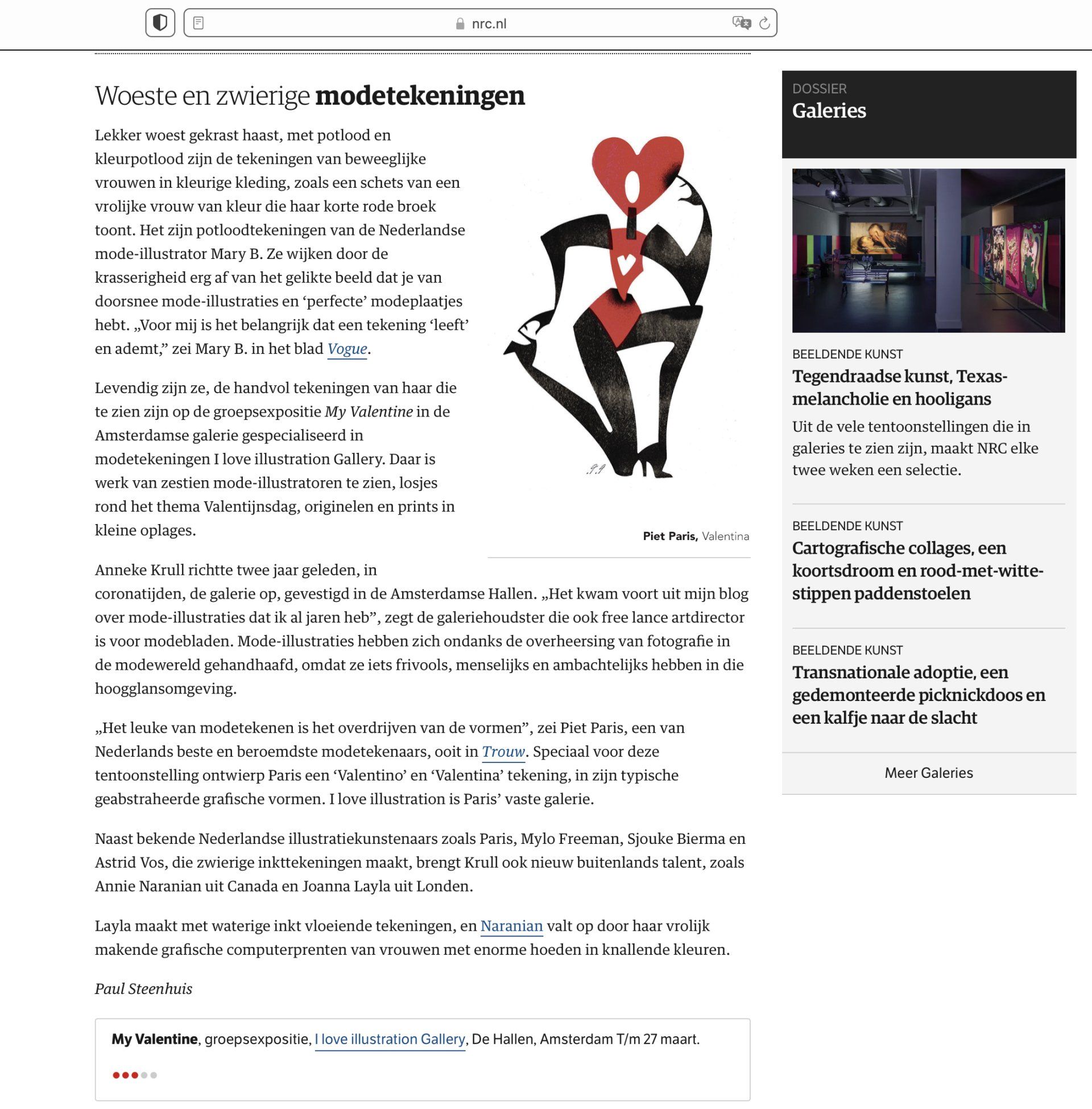 Illustration of a figure with a heart-shaped head, posing with one leg raised, next to text on a web page.