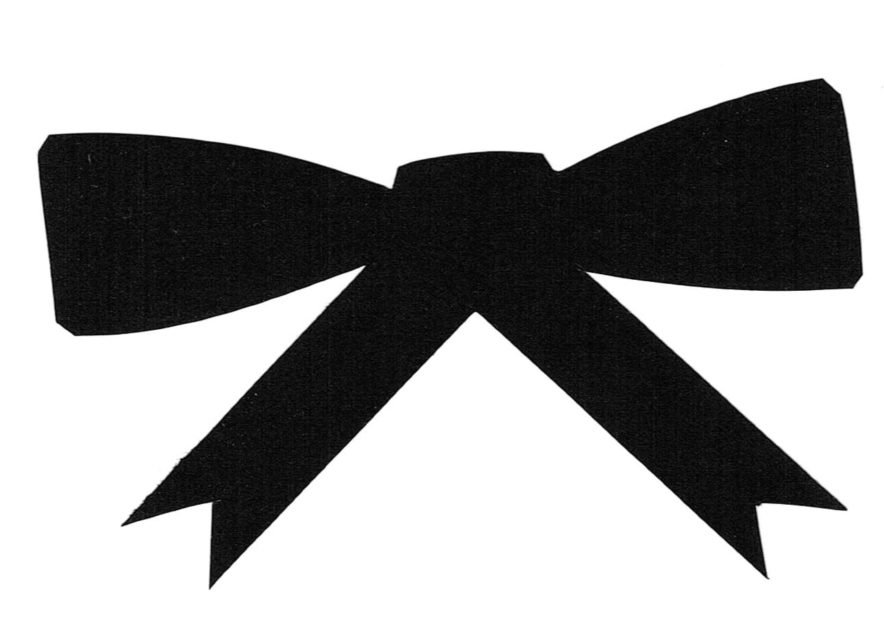 Black bow with two loops and two downward-pointing streamers.