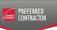 Owens Corning Preferred Contractor logo on gray background with red accent