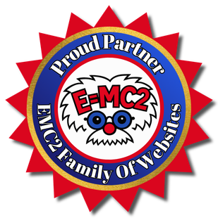 E=MC2 Proud Partner badge with blue and red starburst and “Family of Weebles” text